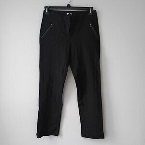 Cache Black Ponte Skinny Stretch Pants - Side & Ankle Zipper Size 6